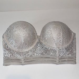 White strapless Victoria’s Secret bralette